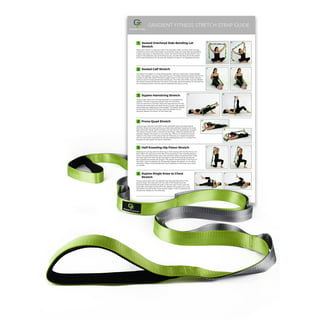 Stretching Strap with Loops for Physical Therapy, Yoga, Exercise and  Flexibility - Non Elastic Fitness Stretch Band + Exercise Instructions &  Carry
