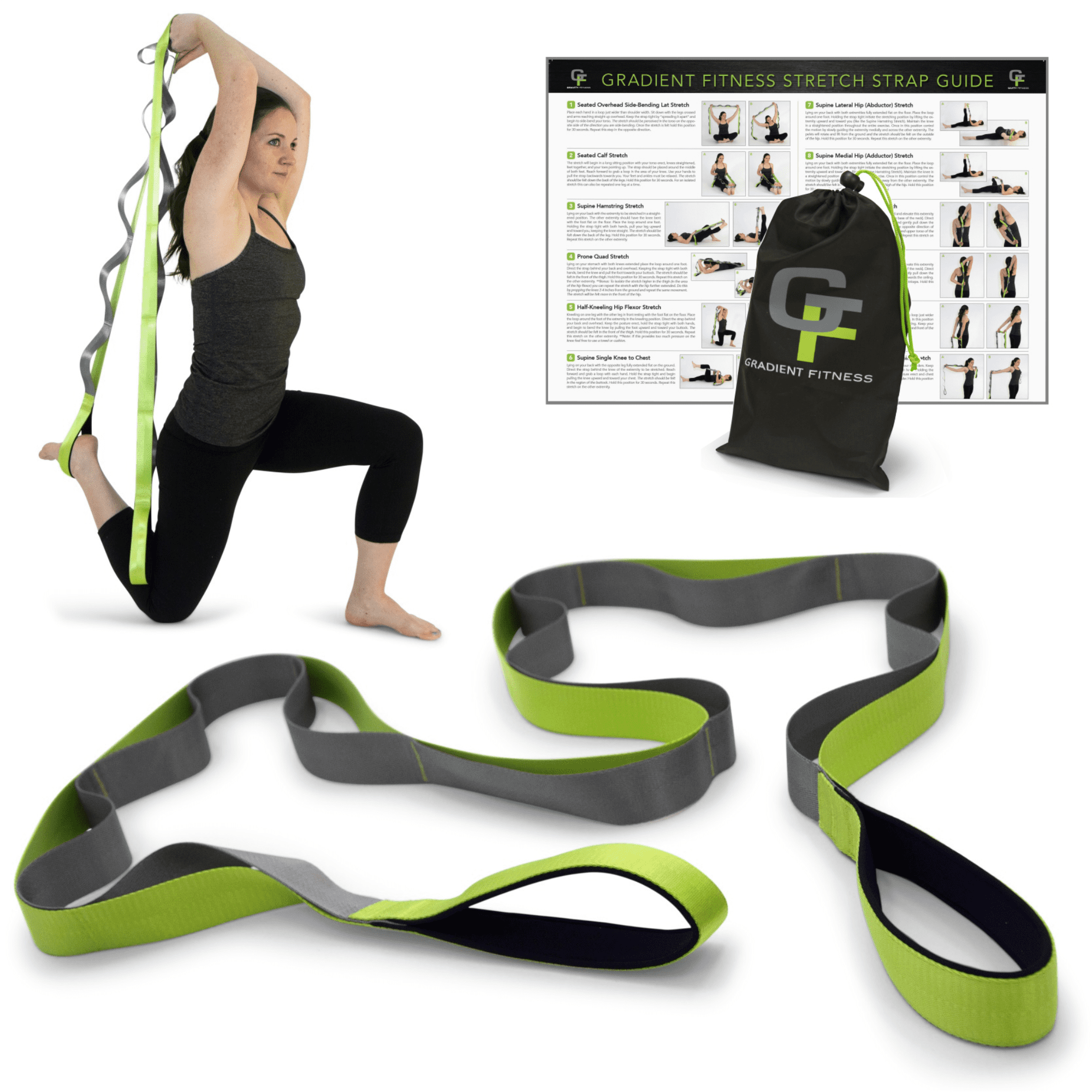 Gradient Fitness Stretching Strap for Physical Therapy, 12 Multi-Loop  Stretch Strap 1.5 W x 8' L, Neoprene Handles, Physical Therapy Equipment,  Yoga Straps for Stretching, Leg Stretcher 