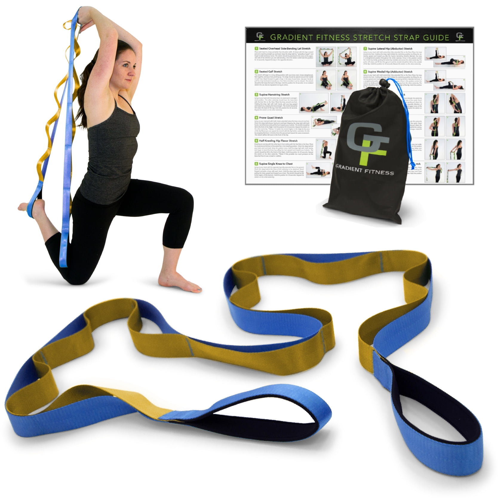 Gradient Fitness Stretching Strap for Physical Therapy, 12 Multi-Loop  Stretch Strap 1.5 W x 8' L, Neoprene Handles, Physical Therapy Equipment,  Yoga Straps for Stretching, Leg Stretcher 