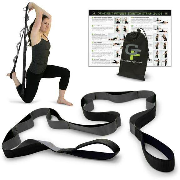 Gradient Fitness Stretching Strap for Physical Therapy, 12 Multi-Loop Stretch Strap 1.5" W x 8' L, Neoprene Handles, Physical Therapy Equipment, Yoga Straps for Stretching, Leg Stretcher