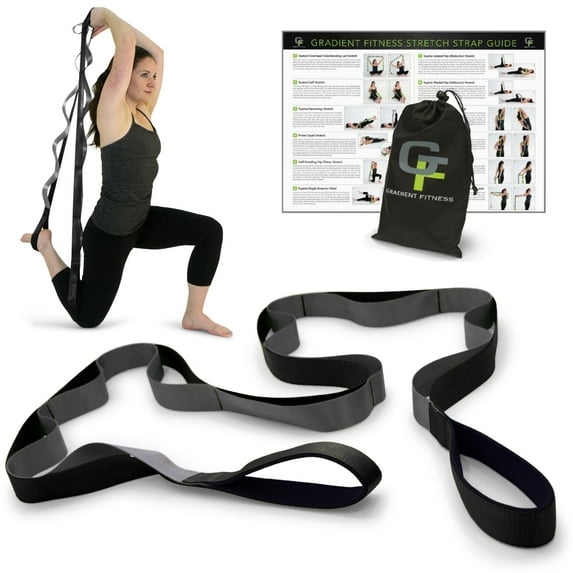 Gradient Fitness Stretching Strap for Physical Therapy, 12 Multi-Loop Stretch Strap 1.5" W x 8' L, Neoprene Handles, Physical Therapy Equipment, Yoga Straps for Stretching, Leg Stretcher