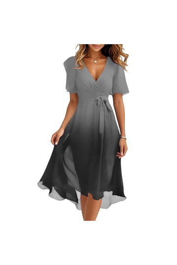 boohoo sage green bridesmaid dress Pleated Flutter Sleeve Belted Dress Black / L main image 1