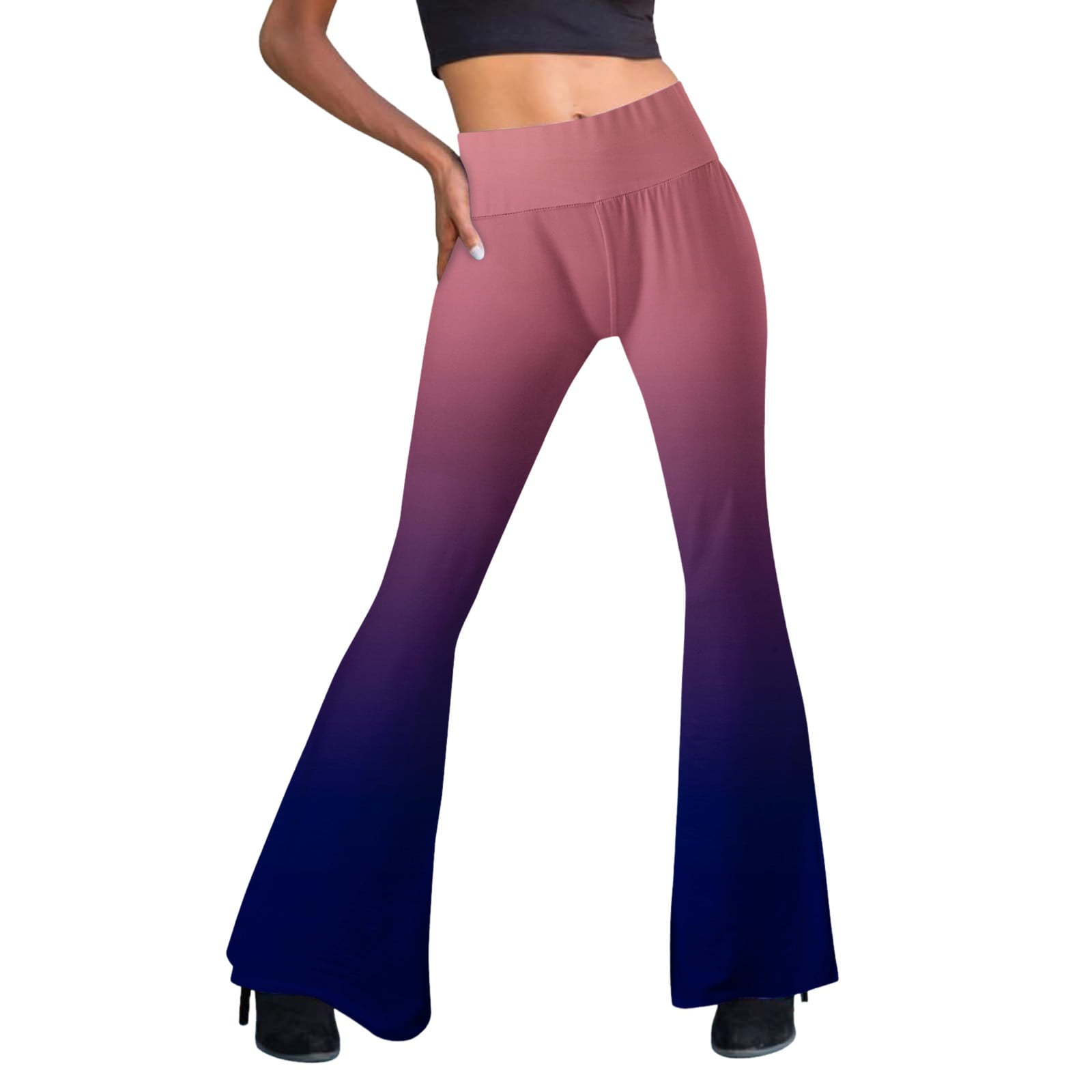 Gradient Flare Pants Elastic Waist Wide Leg Pants for Women