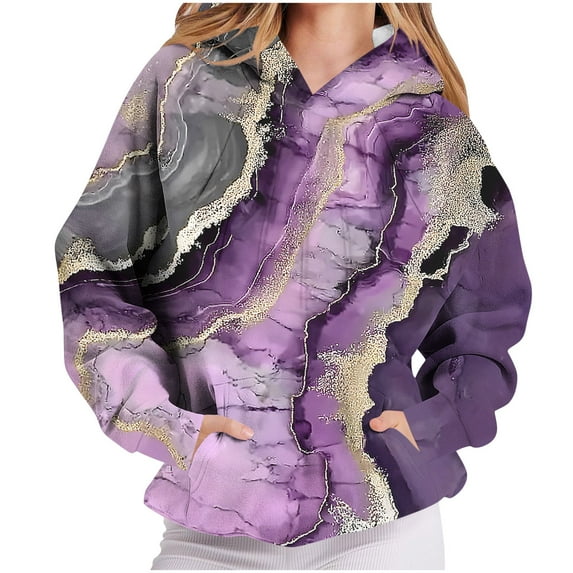 Gradient Fleece Hoodies for Womens Striped Jacquard Hooded Sweater Pullover Sweater Blouses Comfort Casual Loose Relaxed Fit Sweatshirt Spring Outfits 2025 Pullover Fall Winter Clothes