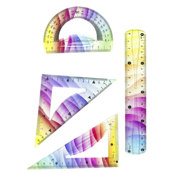 Gradient Flexible Ruler Set, TINGXIN 20cm Bendable Geometry Kit with Protractor & Triangles, Dual Scale Measuring Tool, for Office Drafting, Home Crafting and Daily Measuring