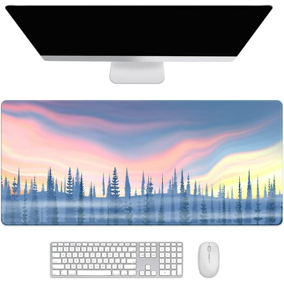 Gradient Forest Desk Mat, Desk Accessory, Cute Workspace, Trendy Workspace, Trendy, 35.4x15.7in Large Gaming Mouse Pad, Cute Desk Topper, Pretty Desk Pad