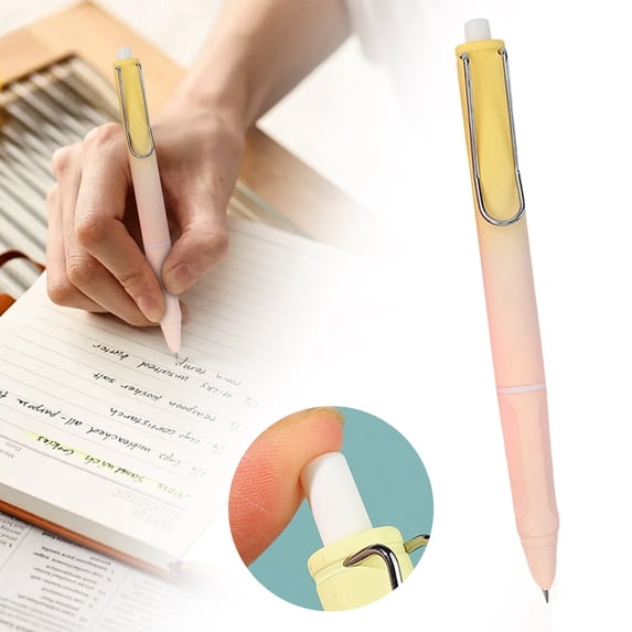 Gradient Fountain Pen - Push Refillable Ink Pen with Smooth Nib - Color Transition Design Fountain Pen for Journaling and Calligraphy - 1 Pen - Yellow Beige