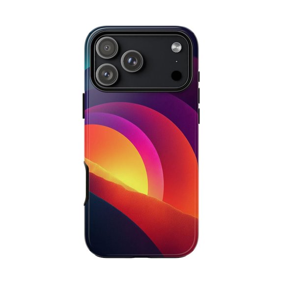 Gradient Fractal Arcs Neon Case with iPhone 17 to 11 Pro Max