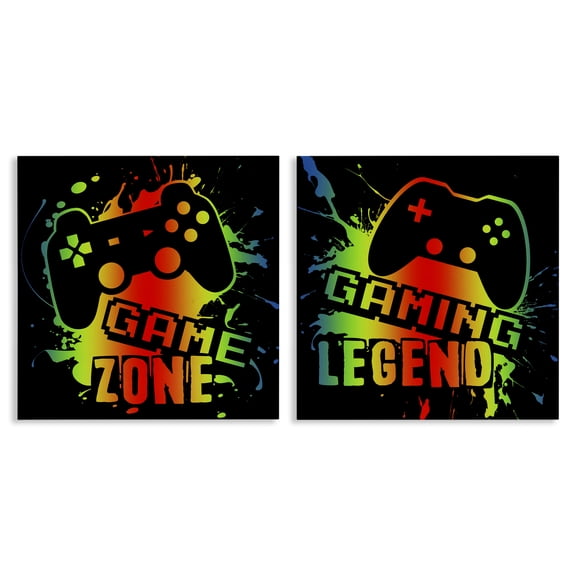 Stupell Industries Gradient Gaming Phrases 2 Piece Canvas Wall Art Set, design by Marcus Prime