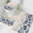 thumbnail image 1 of Gradient Gary Blue Bathroom Rugs Set Modern Abstract Art Watercolor Blue Forest Tree Linen Non Slip Absorbent Bath Mats 3 Piece Set with Bathroom Rug, U-Shaped Floor Mat, Toilet Seat Cover Large Size, 1 of 9