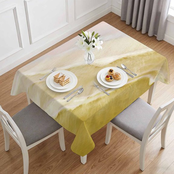Gradient Ginger Waves Table Cloth 60x84in, Waterproof Rectangle Tablecloth Wipeable Tablecloths Abstract Bohemian Beach Table Covers for Dining Tables Party Indoor Outdoor