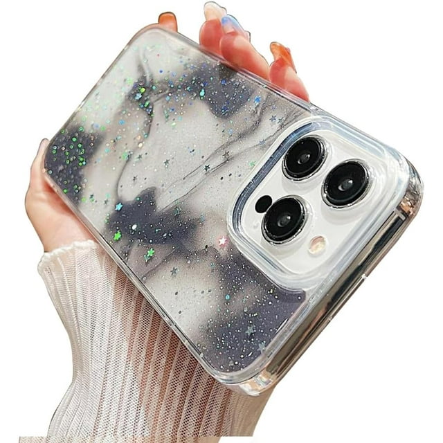 Gradient Glitter Aesthetic TPU Case Compatible with iPhone Case (Gradient Black,iPhone 11 Pro Max)