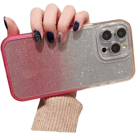 Gradient Glitter Bling Full Camera Lens Protection Compatible with iPhone Case (Pink,iPhone 11 Pro Max)