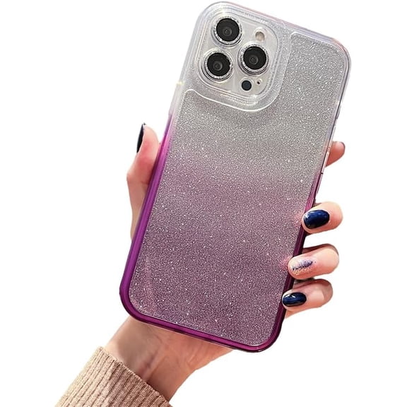 Gradient Glitter Bling Full Camera Lens Protection Compatible with iPhone Case (Purple,iPhone 12 Pro Max)