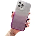 thumbnail image 1 of Gradient Glitter Bling Full Camera Lens Protection Compatible with iPhone Case (Purple,iPhone 15 Pro Max), 1 of 7