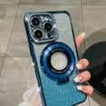 thumbnail image 1 of Gradient Glitter Case for iPhone 16 for Women & Girls, Luxury Bling Rhinestone Ring Kickstand Soft TPU Shockproof Slim Clear Back Case Compatible with MagSafe - Blue, 1 of 8