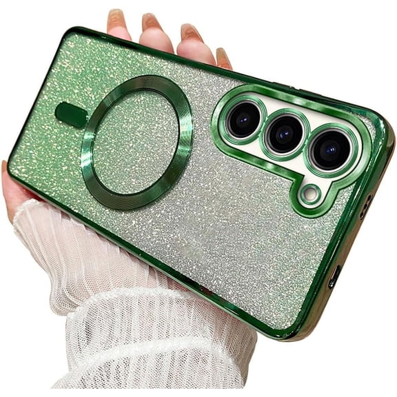 Gradient Glitter  [Compatible with MagSafe Wireless Charging] TPU Case Compatible with Samsung Galaxy Case (Galaxy S20,Green)