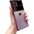 thumbnail image 1 of Gradient Glitter Heart for Samsung Galaxy S22 Ultra 5g Phone Case [Full Camera Lens Protector], Luxury Plating Slim Clear Case with Side Pattern,Soft Shockproof Protective Bumper (Purple), 1 of 11