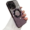 thumbnail image 1 of Gradient Glitter Magnifying Glass Plated case with CD Pattern, Comes with Lens Film, Full wrap Protection for iPhone 15 14 13 12 11 Pro Max Plus case (Dark Purple,iPhone 15 Pro Max), 1 of 8