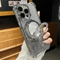 thumbnail image 1 of Gradient Glitter for Magsafe Quicksand Bracket Phone Case for iPhone 16 ProMax 15 14 13 12 11 Pro Max Plus Anti-fall Stand Cover Silver For iPhone 14 Plus, 1 of 7