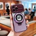 thumbnail image 1 of Gradient Glitter Paper Case for iPhone 16 with Lens Protector, Compatible with MagSafe Slim Electroplated Bumper Cover Built-in Invisible Ring Stand Shockproof for iPhone 16,Darkpurple, 1 of 8