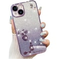 thumbnail image 1 of Gradient Glitter Rose Flower Phone Case for Samsung Galaxy A73 A53 A33 A32 A42 A52 A82 5G Soft Silicone Shiny Shell Precise Hole Lens Protection Bling Back Cover(Purple,A73 5G), 1 of 8