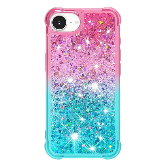 Gradient Glitter Sparkle Phone Case, Shockproof Reinforced Corners Soft TPU Protective Cover, Cute Bling Shiny Gradient Color Slim Cell Phone Case for iPhone 17E/16E/SE4 2025-3