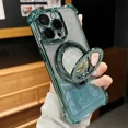 thumbnail image 1 of Gradient Glitter for Magsafe Quicksand Bracket Phone Case for iPhone 16 ProMax 15 14 13 12 11 Pro Max Plus Anti-fall Stand Cover green For iPhone 13, 1 of 7