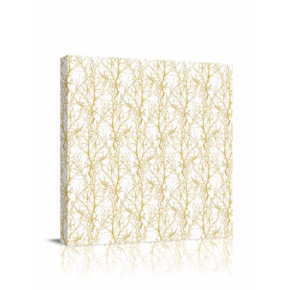 Gradient Gold Canvas Wall Art, Tree Branch Framed Wall Decor Modern Artwork Prints Painting for Living Room, Bedroom, Kitchen & Cafe Decor 8x8 Inch