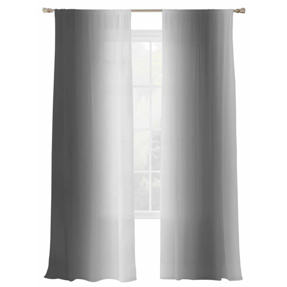 Gradient Gray Black Sheer Curtains 2 Panels Set Modern Abstract Minimalist Grey Ocean Beach Sheer Window Curtains Light Filtering Rod Pocket Voile Drapes for Bedroom Living Room 52"X84"