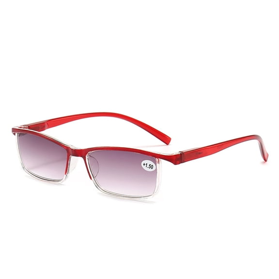Gradient Gray Reading Glasses 3.50 TR90 Fashion Red Presbyopic Sunglasses for Women and Men, Spring Hinge Rectangle Readers +3.50