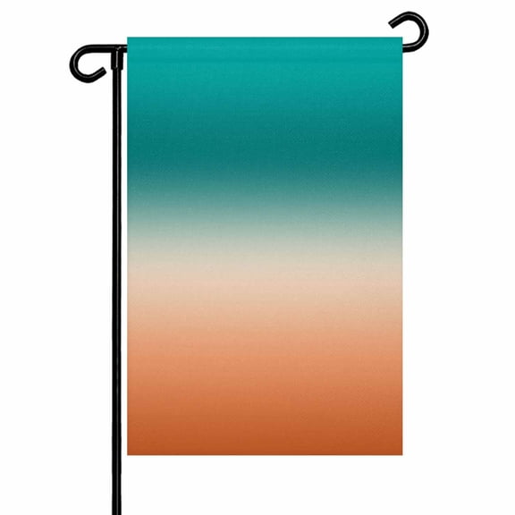 Gradient Green Garden Flag 12x18 Inch Modern Minimalist Green Orange Ocean Beach Double Sided Small Decorative Garden Flags for Outside, Outdoor Yard Porch Lawn Decoration