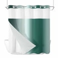 thumbnail image 1 of Gradient Green No Hook Shower Curtain with Snap in Liner Modern Abstract Minimalist Green White Ocean Beach Waterproof Bathroom Shower Curtain with See Through Top Window for Bathtub 72" x 72", 1 of 9