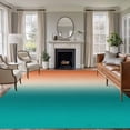 thumbnail image 1 of Gradient Green Orange Washable Living Room Rugs 6'x9', Modern Abstract Minimalist Teal Brown Ocean Beach Low Pile Throw Large Area Rug Non-Slip Sturdy Edge Binding Carpet for Dining Room Kitchen, 1 of 9