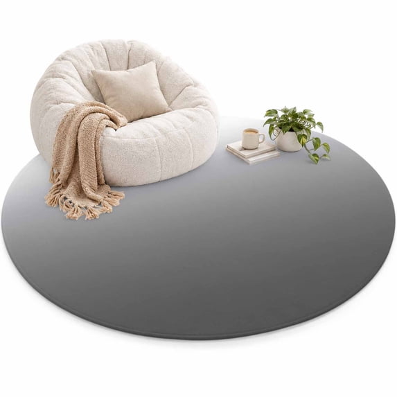 Gradient Grey Area Rug 4', Soft Mat Non-Slip Silicone Backing Machine ...