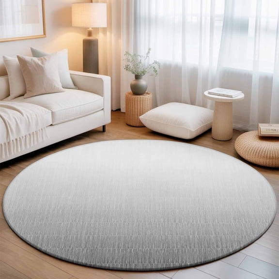 Gradient Grey Round Rug 4Ft Modern Minimalist Contemporary Ombre Grey Stripes Circle Area Rugs Washable Non Slip Indoor Floor Mats Carpet for Living Room Bedroom Dining Room Home Decor