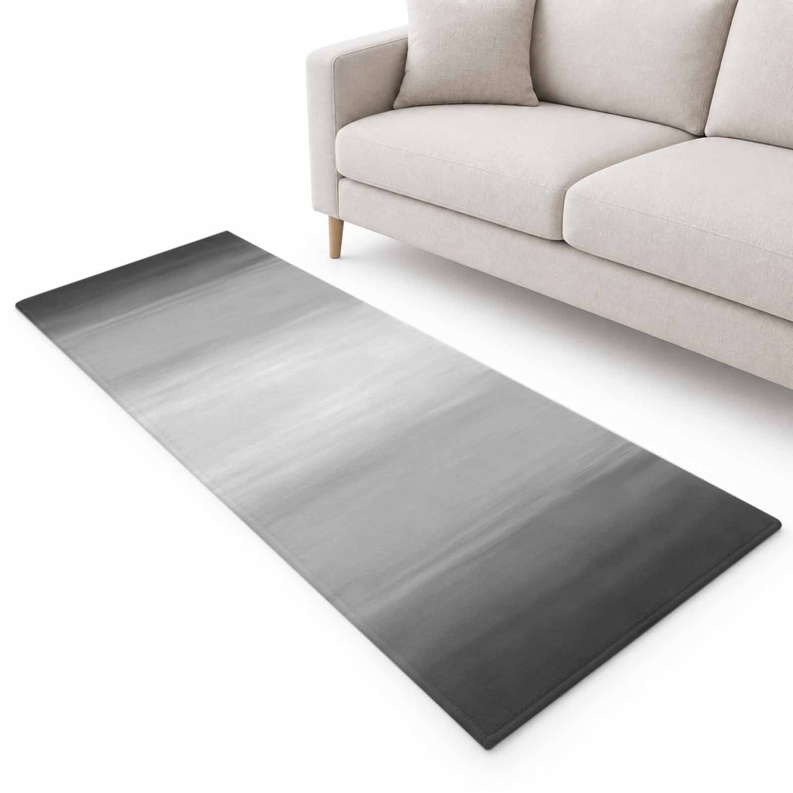 Gradient Grey Runner Rug 2.6'x10', Modern Abstract Grey White Ombre ...