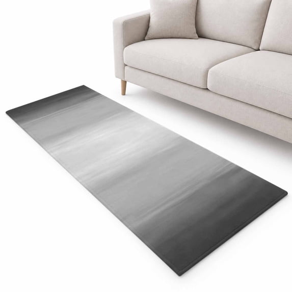 Gradient Grey Runner Rug 2.6'x10', Modern Abstract Grey White Ombre ...