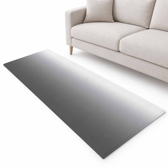 Gradient Grey Runner Rug 2.6'x8', Soft Mat Non-Slip Silicone Backing ...