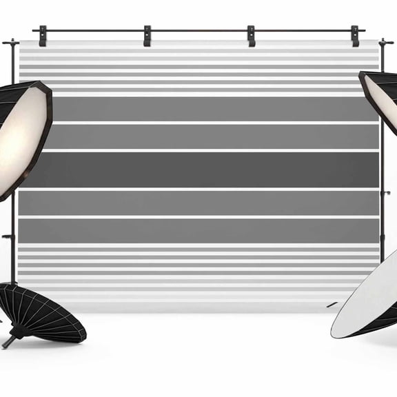 Gradient Grey Striped Backdrop for Photography,Fabric Photo Background Backdrop,Simple Farm Stripes Minimalist Photo Booth Background for Portrait Photoshoot Video Wedding Decoration Banner 7x5ft