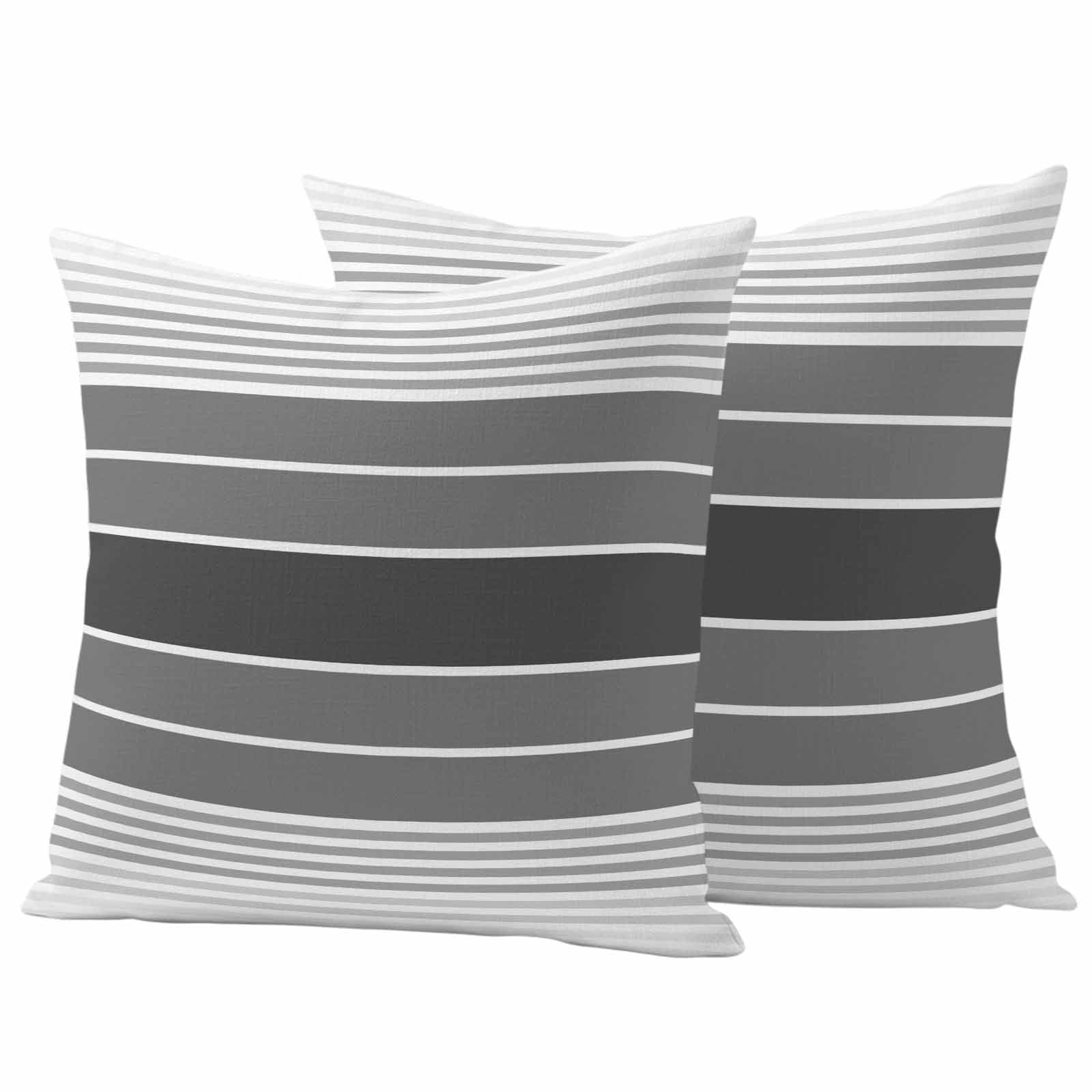 Gradient Grey Striped Outdoor Waterproof Pillow Covers, Simple Farm Stripes Minimalist Decorative Square Throw Pillowcase Sofa Cushion Sham for Patio/Couch/Chair, 26"x26" 2 Pack