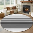 thumbnail image 1 of Gradient Grey Striped Round Area Rug 6 FT, Non Slip Bedroom Rugs, Simple Farm Stripes Minimalist Washable Soft Circular Carpet Non-Shedding Floor Mat for Kitchen Dining Room Home Office Kids Room, 1 of 8