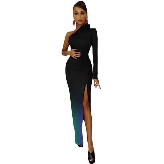 Gradient Half Dleeve Split Dress Women"s summer skirt dress elegant evening dresses for women dress party night