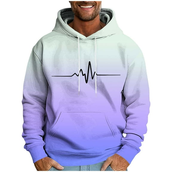 Gradient Hoodie Men Ombre Casual Pullover Lightweight Long Sleeve Drawstring Sweatshirt Fall Streetwear Loose Fit Pocket Outdoor Athleisure Top