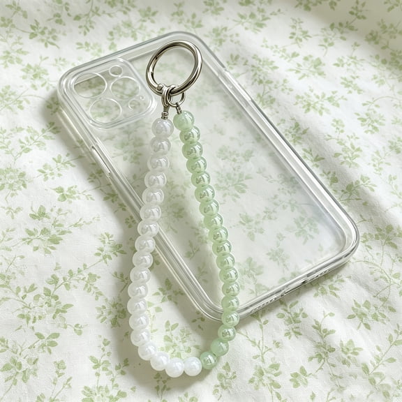 Gradient Imitation Jade Beaded Phone Wrist Lanyard, Anti-Drop Short Hand Chain, Universal Charm Strap for Cell Phone, Keys & Earbud Case