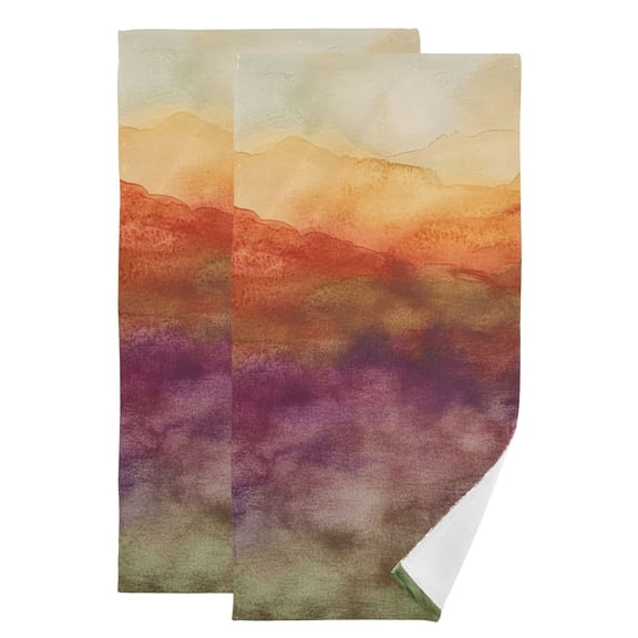 Gradient Ink Art Paint Hand Towel Absorbent Bath Towels for Bathroom Sports Gym(28.3" X 14.4") Set of 2