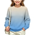 thumbnail image 1 of Gradient Knit Sweater for Girls Boys Crew Neck Long Sleeve Fall Winter Casual Pullover,5-16Years, 1 of 7