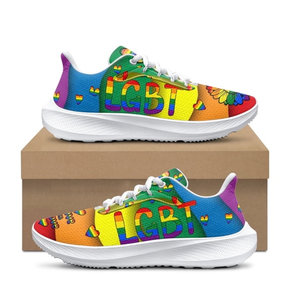 Gradient LGBT Sunflower Prints Lace-up Mesh Sneakers Women Running Shoes Sport Tennis Shoes Chaussure Femme
