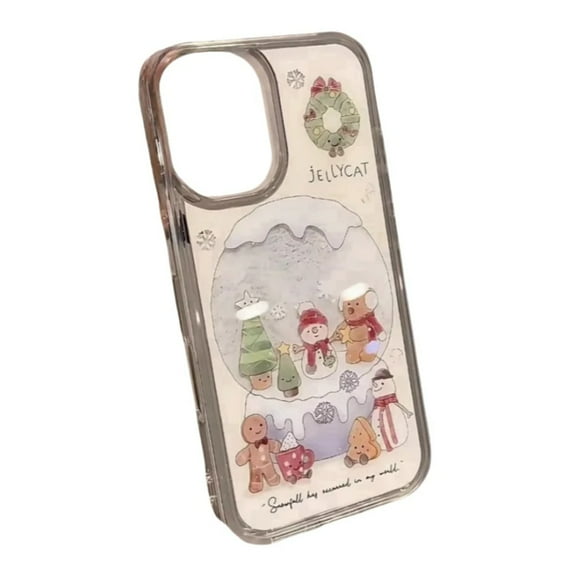 Snowman Quicksand Crystal Christmas Phone Case For iPhone 16 15 14 Plus 13 12 11 Pro Max X XR XSMAX Full Cover