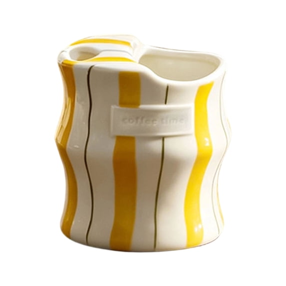 Gradient Line Hand Painted Ceramic Latte Coffee Mug Microwave Safe Porcelain Beverage Cup